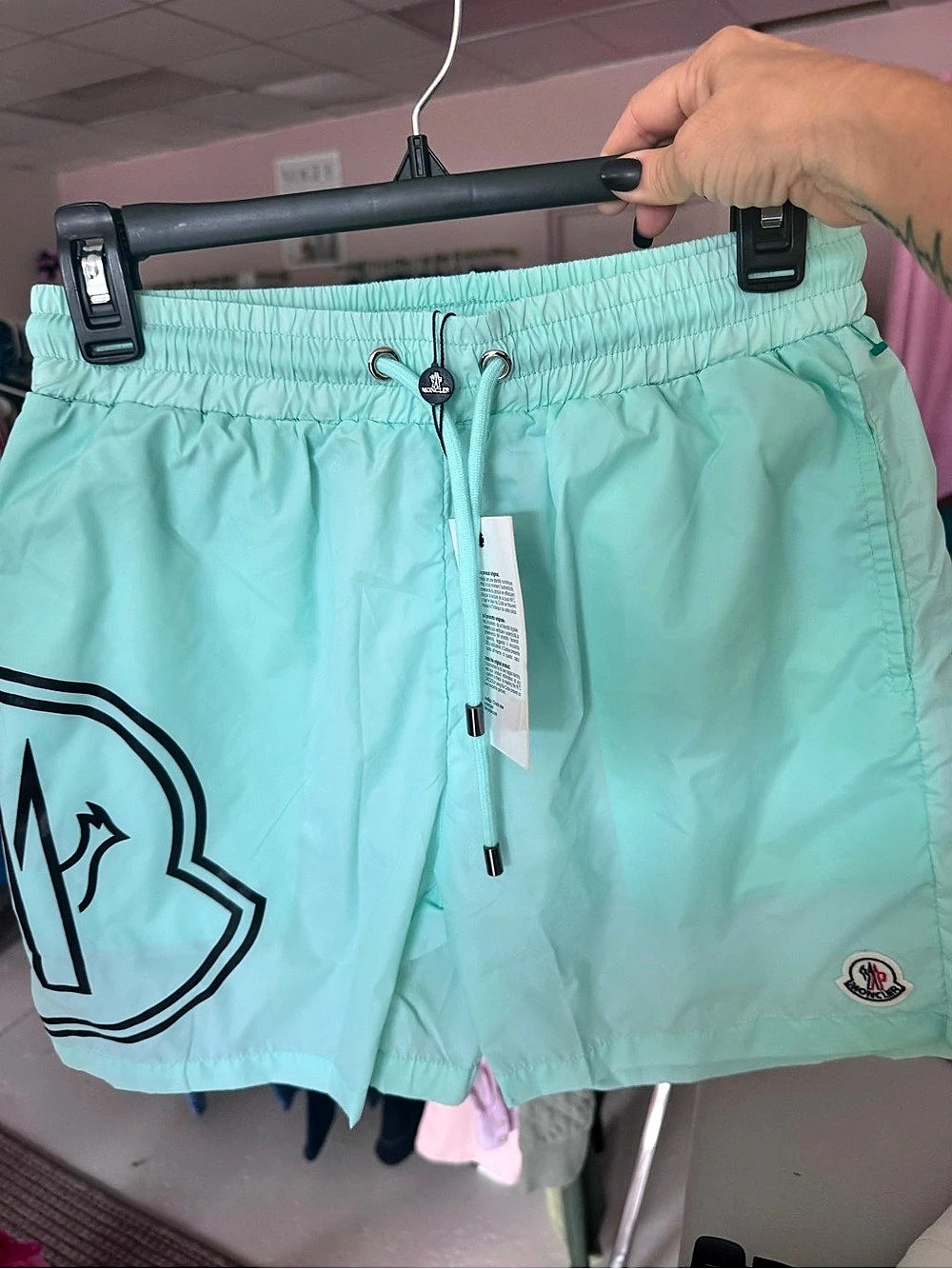 Moncler Zind Swim Trunks Men's Swim Trunks in Green Size Large